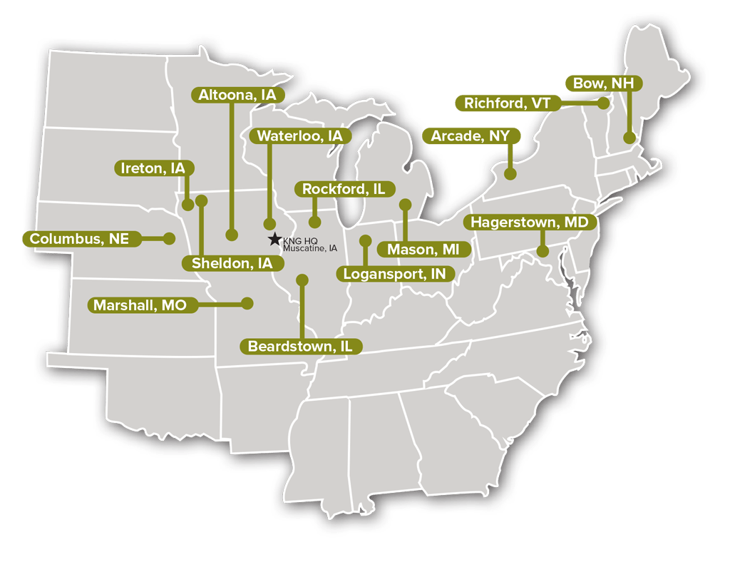 map of KNG feed mill locations