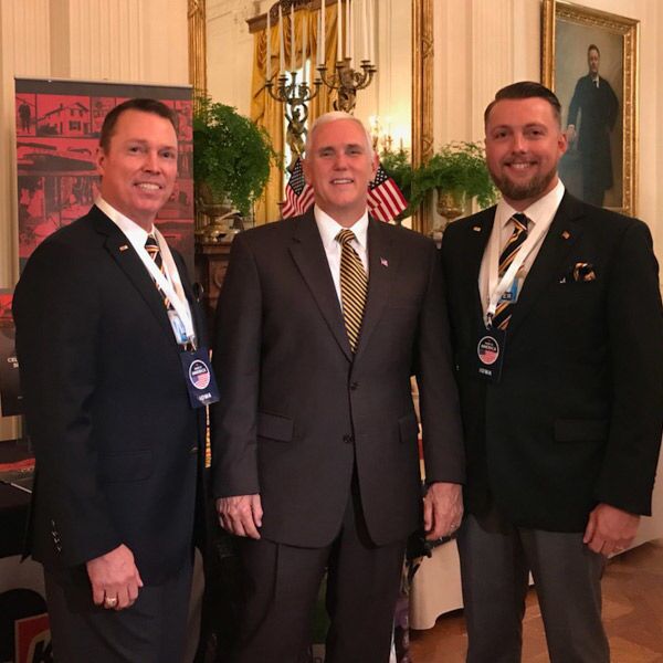 Kent Featured at White House “Made in America” Event photo of Gage Kent, United States Vice President Mike Pence, and Jimmy Kent