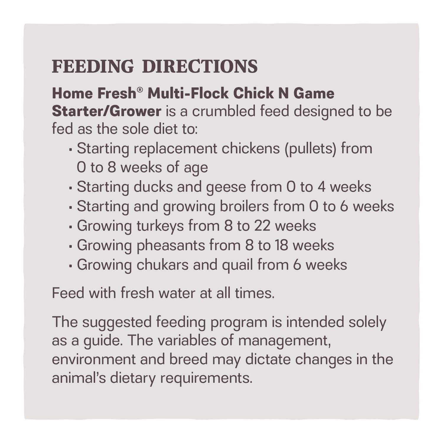 Home Fresh Multi-Flock Chick Starter Grower